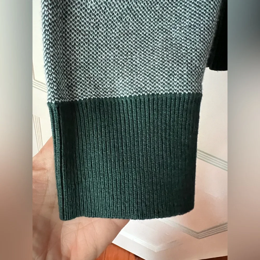 💚NWT Ben Sherman crewneck contrast trim spruce green and white sweater M